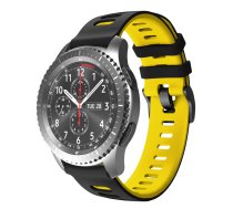 NotoCity 22 mm universāla nomaiņas siksniņa Garmin vivoactive 4/ Huawei Watch GT 2/ Huawei GT 2e/ Samsung Galaxy Watch 46mm/ Amazfit GTR 2e/ GTR2/ Quick Fit silikona pulksteņa siksniņas (melns-dzeltens)
