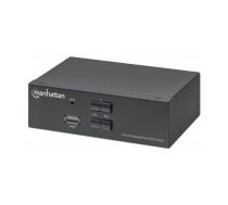 Manhattan DisplayPort 1.2 KVM Switch 2-Port, 4K@60Hz, USB-A/3.5mm Audio/Mic Connections, Cables included, Audio Support, Control 2x computers from one pc/mouse/screen, USB Powered, Black,     Three Year Warranty, Boxed | 153546  | 766623153546 | KVVMNHPRZ