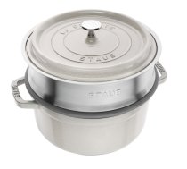 STAUB La Cocotte cast iron round pot with insert 40508-822-0 - 3.8 ltr. white truffle | 40508-822-0  | 3272340054396 | AGDZWLGAR0280