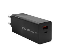 Qoltec 52382 GaN POWER PRO charger | 1xUSB type C | 1xUSB A | 100W | 5-20V | 1.5-5A | PD | Black | 52382  | 5901878523828 | WLONONWCRBLFN