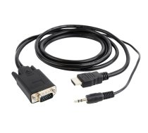 Gembird Adapter HDMI to VGA mini Jack 3m black | A-HDMI-VGA-03-10  | 8716309098045 | KBAGEMADA0025