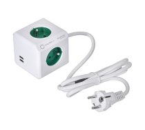 Allocacoc PowerCube USB Extended 1,5m 2402 Green | ALACOZA2402GREE  | 8718444085812 | Extended USB 1,5M GREEN 2402 G