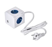 Allocacoc PowerCube USB Extended 1,5m 2402 Blue | ALACOZA2402BLUE  | 8718444085836 | Extended USB 1,5M BLUE 2402 BL