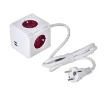 Allocacoc PowerCube USB Extended 1,5m 2402 Red | ALACOZA2402RED0  | 8718444085850 | Extended USB 1,5M RED 2402 RD