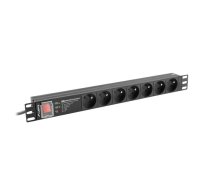 Lanberg Power strip PDU rack 19 inch 1U 16A 7X 230V PL SPD-3MP 2m black | PDU-PRO-07E-0200-BK  | 5901969429756 | LIPLAERAK0016