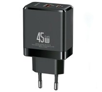 USAMS Charging USB-C+USB-A 45W GaN PD 3.0 Fast Bla | AZUSATLUSA01288  | 6958444904658 | USA001288