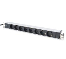 Digitus Power strip PDU 19 ", 1U, 8 sockets, power: 16A, 4000W, aluminum, 2m | ALASSN95401  | 4016032266396 | DN-95401