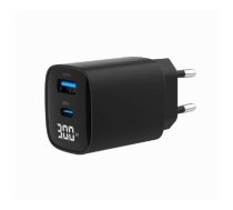 Gembird GaN Charger USB-A USB-C LCD 30W PD QC3.0 black | AZGEMUL00000035  | 8716309129619 | TA-UC-PDQC30LCD-BK-01