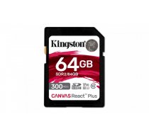 Kingston Memory card SD 64GB Canvas React Plus 300/260 UHS-II U3 | SDR2/64GB  | 740617301953 | WLONONWCRANUY