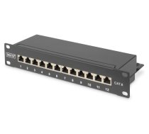 Digitus Patch panel 10 "12 ports, CAT6, S / FTP, 1U, cable support, black (complete) | NUASSPP12000001  | 4016032241591 | DN-91612S