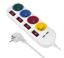 Maclean Power strip 4 sockets 2xUSB Maclean MCE229W | ALMCLZALMCE229W  | 5902211128731 | MCE229W