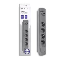 Qoltec Surge protector 4 sockets, 2xUSB, 1.8m| Grey | ALQOLPB00050281  | 5901878502816 | 50281