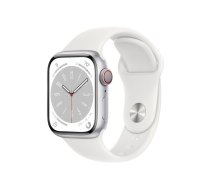 Apple Watch Series 8 GPS + Cellular 41mm Silver Aluminium Case with White Sport Band - Regular | ATAPPZASS8MP4A3  | 194253239475
