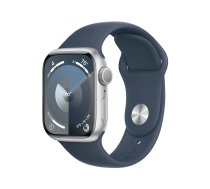 Apple Watch Series 9 GPS 45mm Silver Aluminium Case with Storm Blue Sport Band - S/M | ATAPPZABS9MR9D3  | 195949031489 | MR9D3QP/A