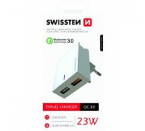 Swissten Premium Tīkla Lādētājs 2X USB QC3.0 23W Balts Perifērija