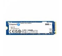 KINGSTON SSD|KINGSTON|NV3|500GB|M.2|PCIE|NVMe|3D NAND|Write speed 3000 MBytes/ sec|Read speed 5000 MBytes/ sec|TBW 160 TB|MTBF 200000 hours|SNV3S/ 500G
