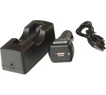 Auto lādētājs Li-ion 18650 akumulatoriem ar USB kabeli Yate