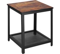Springos Kvadrātveida kafijas galdiņš ar plauktu Springos HF0026, 45x45x55 cm, loft stils, melns/brūns