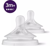 PHILIPS AVENT Natural Response pudeļu silikona knupīši, vidēja plūsma, 3m+ (2 gab.) SCY964/02