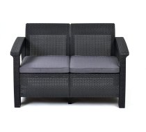 Keter Dārza dīvāns divvietīgs Corfu Love Seat pelēks