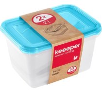 Keeeper Pārtikas trauciņu komplekts taisnstūrveida 2x2L Fredo „Fresh“ caurspīdīgs/gaiši zils
