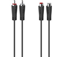 Hama 00205259 Audio Extension Cable, 2 RCA Plugs - 2 RCA Sockets 1.5m