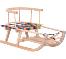 DRABIK Bērnu ragavas no dabīga koka ar muguriņu un auduma sēdekli 72x32.5x38cm