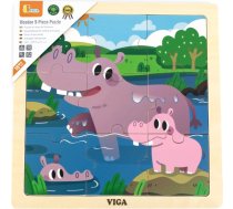 Viga 44628 puzle uz pamatnes, 9 gabali – nīlzirgs