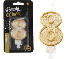Sveču cipars “8” ar zelta kontūru