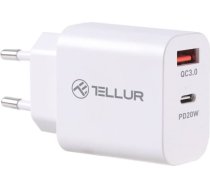 Tellur Dual Port Wall Charger PDHC PD 20W + QC3,0 18W White