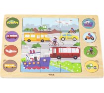 Viga Drewniane Puzzle Odgadnij po Cieniu - Środki Transportu Układanka 17 el.