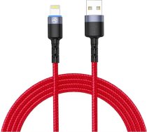 Tellur Data Cable USB to Lightning with LED Light 3A 1.2m Red