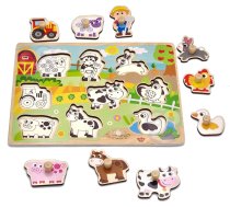 Tooky Toy Drewniane Puzzle Montessori Farma z Pinezkami Do Dopasowania