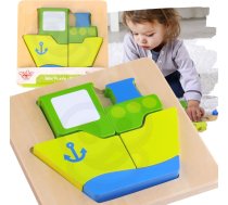 Tooky Toy Puzzle Układanka Montessori Grube Klocki Statek 6 el.