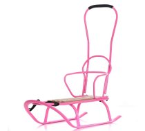 TAKO LINEA FLUO Bērnu ragavas no metāla un koka ar atzveltni, rokturi un striķīti, col.01 rozā