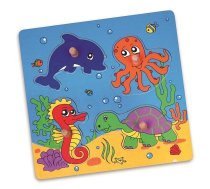 VIGA Koka puzle ar podziņām Sea Animals 12m+ 4elem., 59564