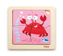 VIGA koka puzle CRAB 4 elementi 50146