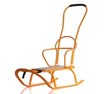 TAKO LINEA FLUO Bērnu ragavas no metāla un koka ar atzveltni, rokturi un striķīti, col.02 oranža
