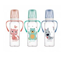 CANPOL BABIES Cute Animals pudelīte ar rokturiem 250ml ar silikona knupīti 12m+ 11/845