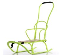 TAKO LINEA FLUO Bērnu ragavas no metāla un koka ar atzveltni, rokturi un striķīti, col.03 zaļš