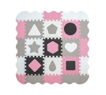 MILLY MALLY Grīdas puzle - paklājs 118.5x118.5cm Jolly 3x3 Shapes - Pink Grey