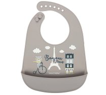 CANPOL BABIES silikona lacīte ar kabatu BONJOUR PARIS, navy beige, 74/027_bei