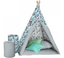 AKUKU TEEPEE Bērnu telts-vigvams TIPI A1904 TURQUOISE/GREY