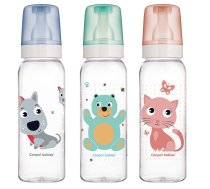 CANPOL BABIES Cute Animals pudelīte 250ml ar silikona knupi 12m+ 11/841