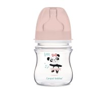 CANPOL BABIES EXOTIC ANIMALS pudelīte 120ml ar platu kaklu un silikona knupīti 0m+, 35/220 rozā ATLAIDE