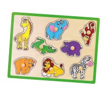 VIGA Koka puzle ar podziņām Wild Animals 50019 18m+