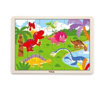 VIGA koka puzle uz paliktņa 24 el. - Dinozauri 51460