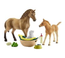 SCHLEICH HORSE CLUB Zirgs ar kumeliņu-barošanas komplekts