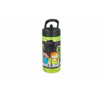 STOR MINECRAFT Plastmasas dzeramā ūdens pudele ar salmiņu, 410 ml