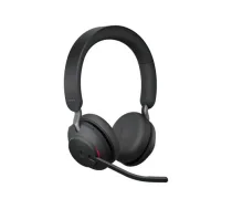 JABRA Evolve2 65 MS Stereo Headset on-ear Bluetooth wireless USB-A noise isolating black with charging stand Certified for MS Te